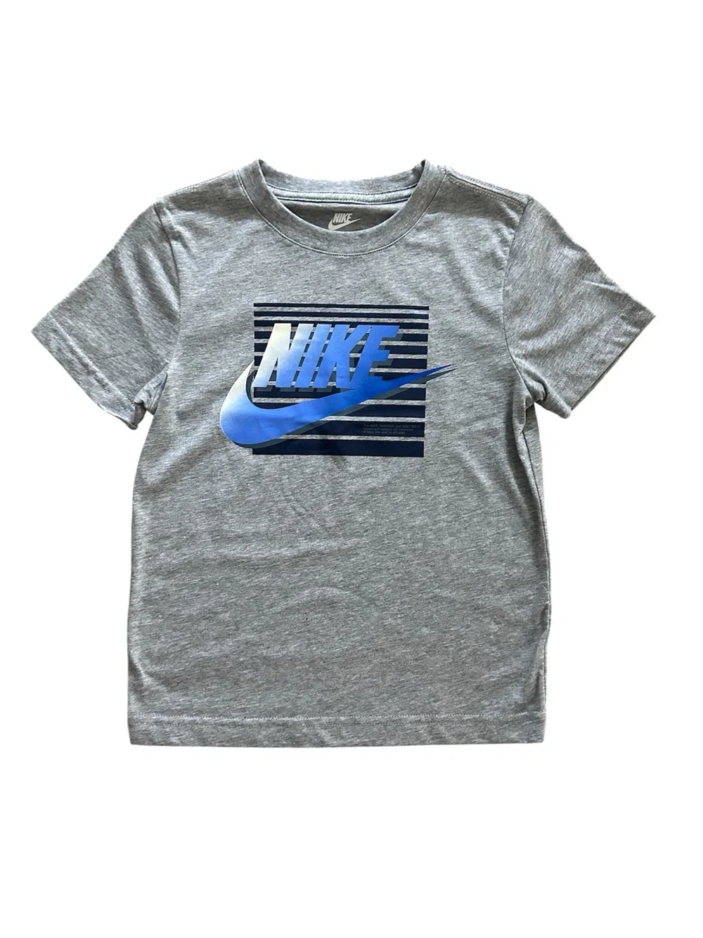 Nike Boys 2 Pc Outfit Set Size 6 NWT Gray Graphic Short Sleeve Tee Blue Joggers